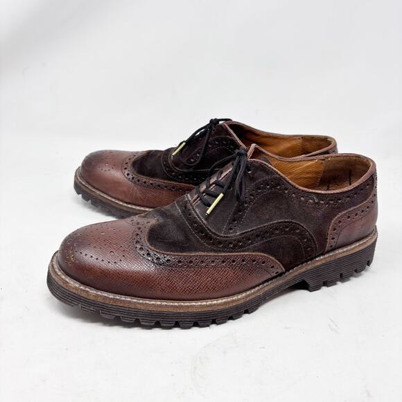 Sabatter Wingtip Oxford Shoes Mens Size 9.5/28 Two Tone Suede Leather Preppy - Picture 13 of 13